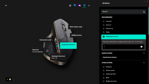 Logitech Options+ window